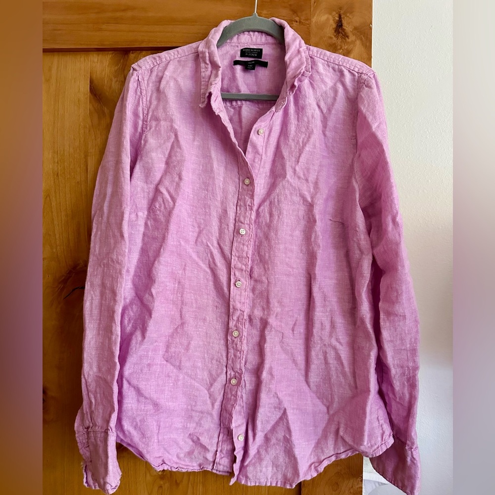 J.Crew Baird McNutt Irish Linen Button Up shirt 14T Orchid Pink